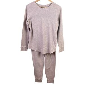 Cuddl Duds 2 Piece Tan Base Layer Waffle Knit Thermals Pajamas Large Womans